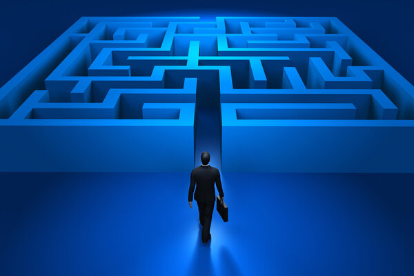 Businessman entering the labyrinth