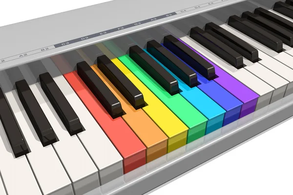 Rainbow piano keyboard — Stock Photo, Image