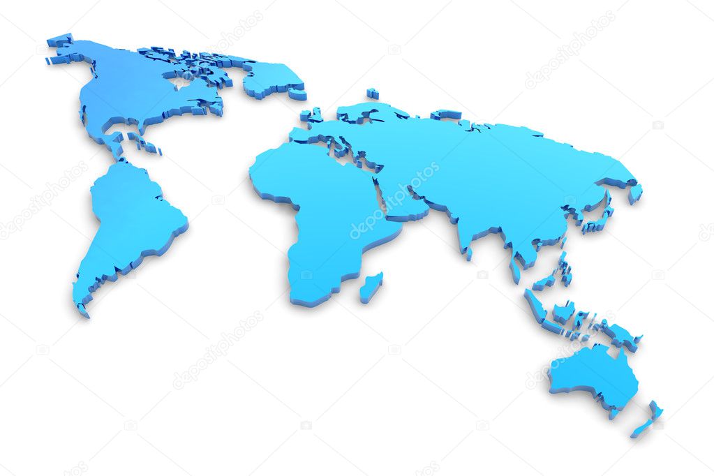 Blue extruded world map