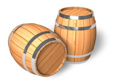 Two wooden barrels clipart