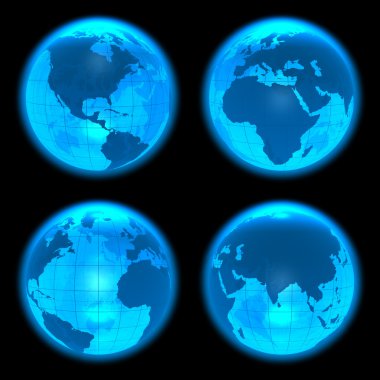 mavi parlak dünya küre seti