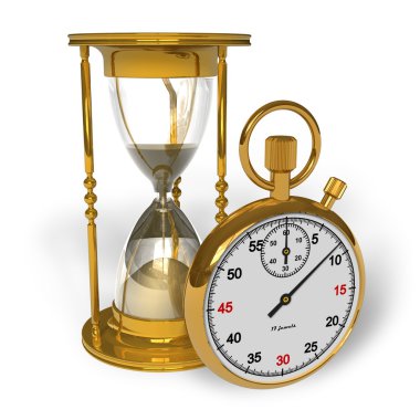Hourglass and stopwatch clipart