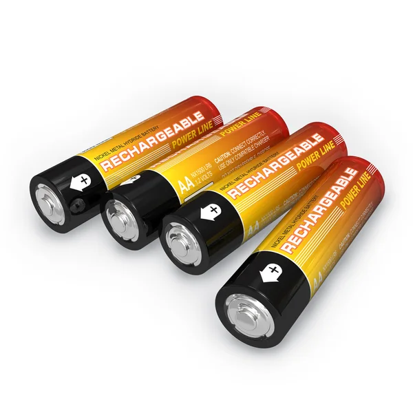 Four AA rechargeable batteries — Stock Photo, Image