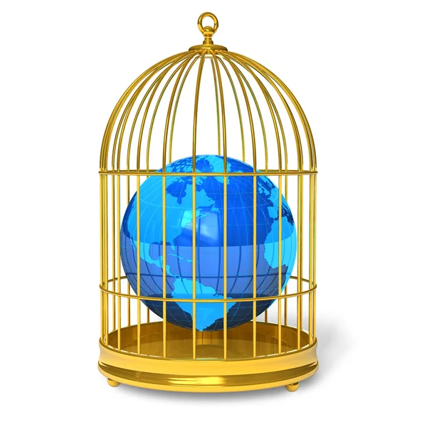 Earth globe in golden cage — Stock Photo, Image