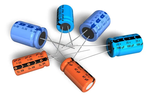 Электролитические конденсаторы — стоковое фото
