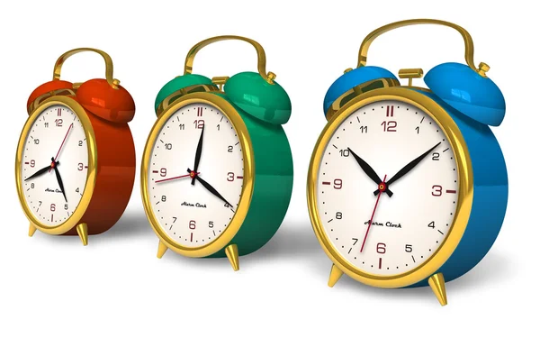 Cor relógios de alarme vintage — Fotografia de Stock