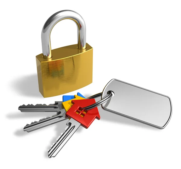 Padlock with bunch of keys — Stock Photo, Image