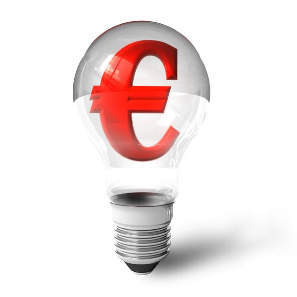 Euro-Zeichen in Glühbirne — Stockfoto
