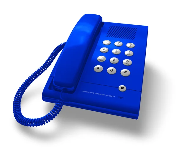 Téléphone de bureau bleu — Photo