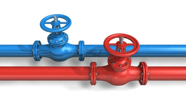 Red and blue pipelines — Stock Photo, Image