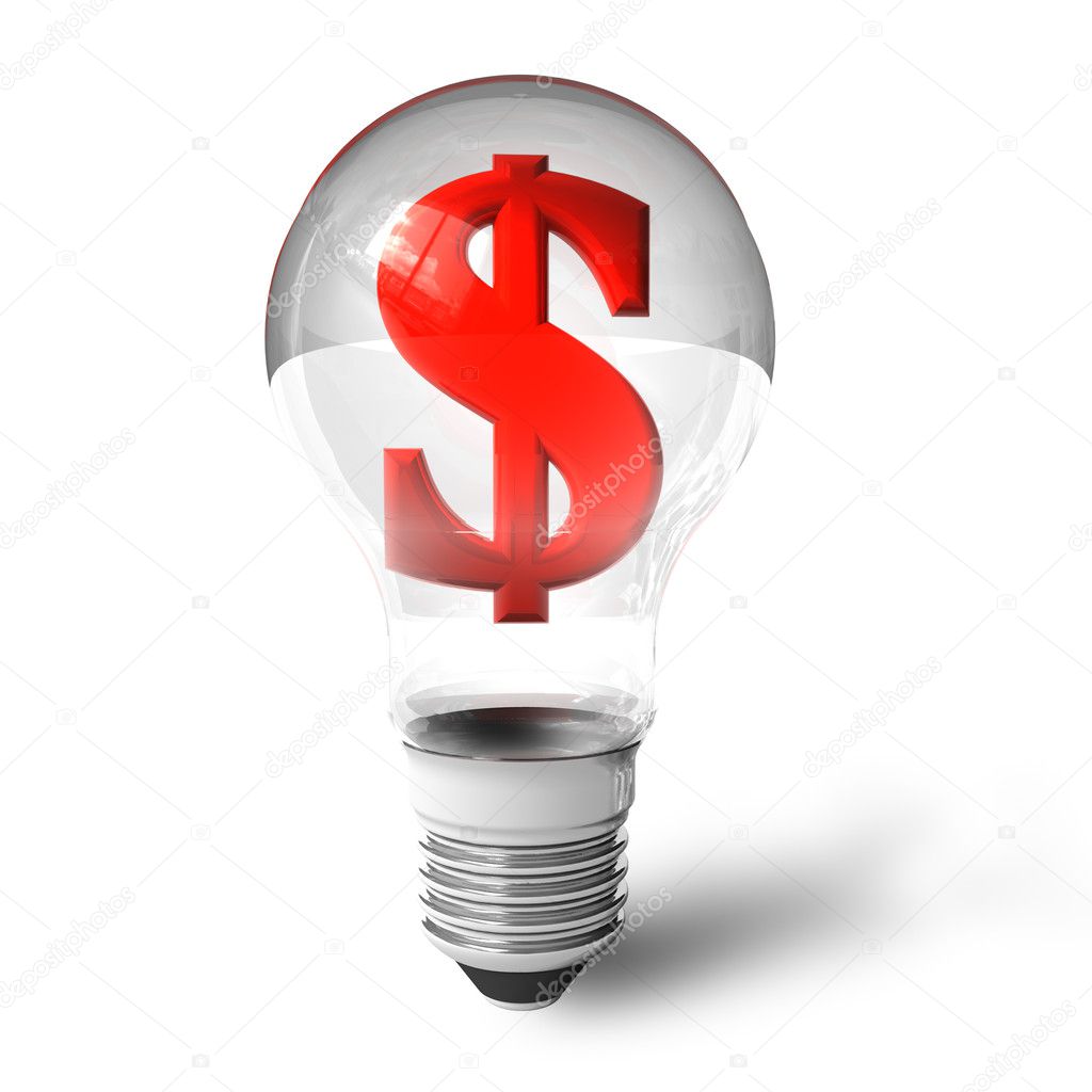 Dollar sign in lightbulb