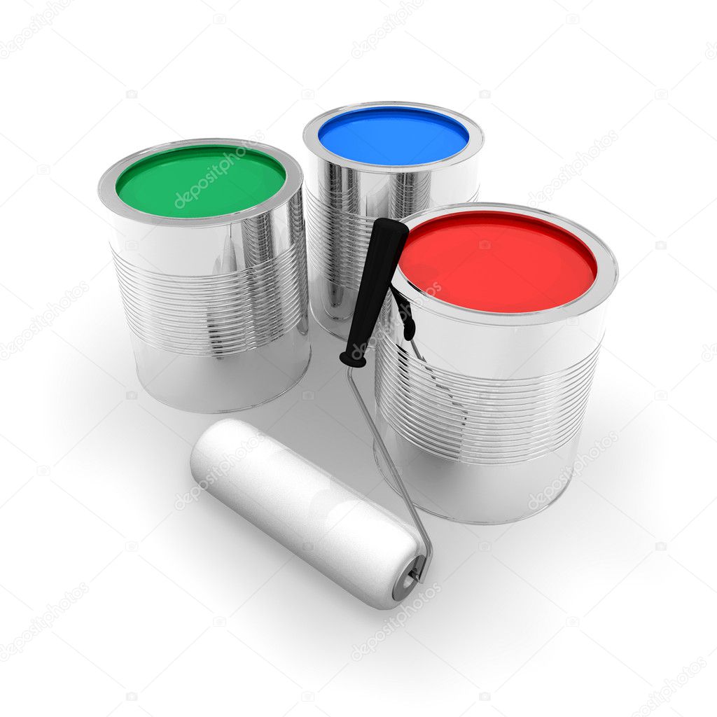 Cans with color paint