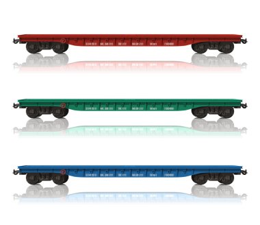 Set of railroad flatcars clipart