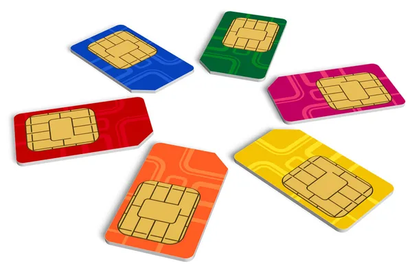 Круг из цветных SIM-карт — стоковое фото