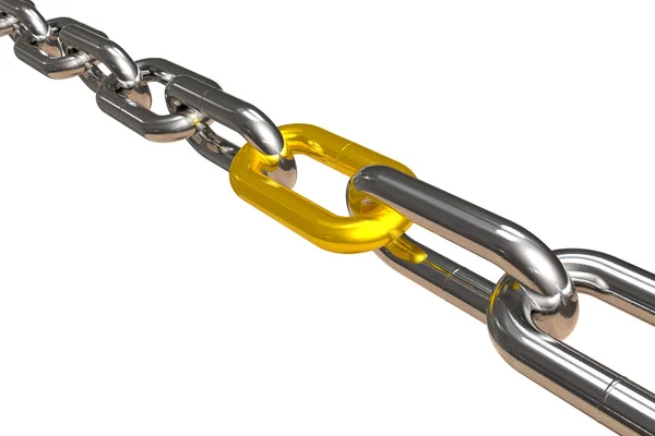 Steel chain with golden link — Stock Photo, Image