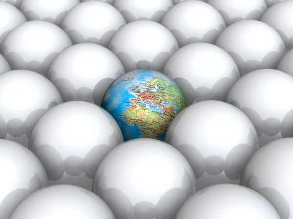 Earth within white balls — Stock Photo, Image
