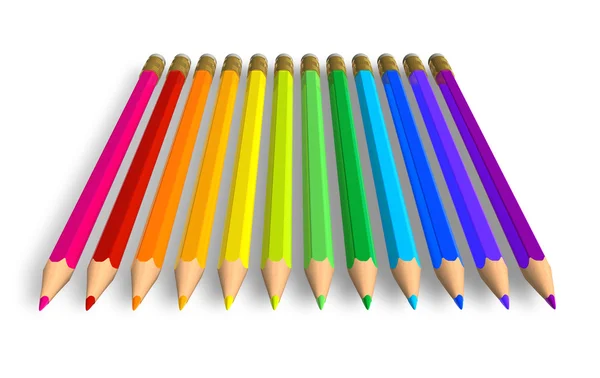 Row of rainbow pencils — Stock Photo, Image