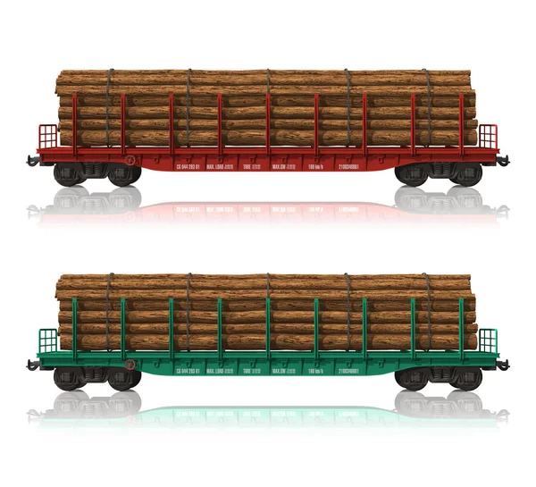铁路平车与木材 — 图库照片