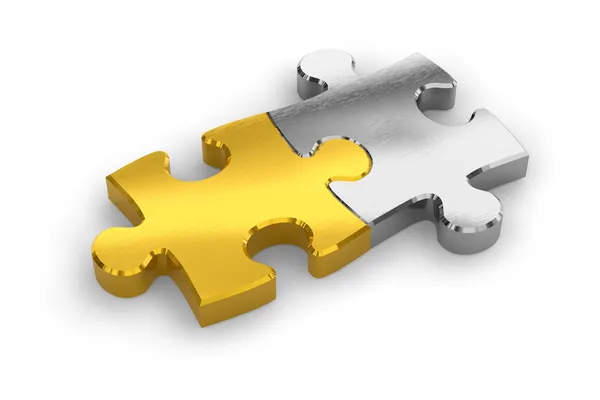 Two joined puzzle pieces — Stock Photo, Image