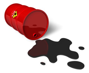 Barrel with spilled oil clipart