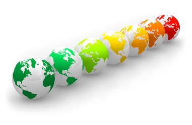 Energy rating scale from Earth globes clipart