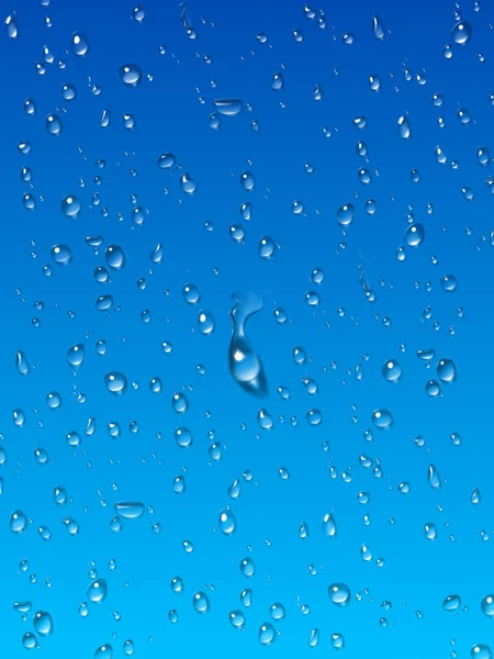 Gotas de agua sobre fondo azul — Foto de Stock