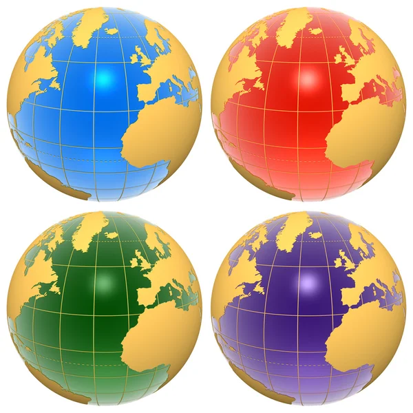 Zestaw kolorów globusy — Zdjęcie stockowe
