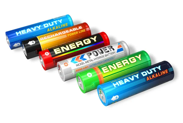 Set di diverse batterie AA — Foto Stock