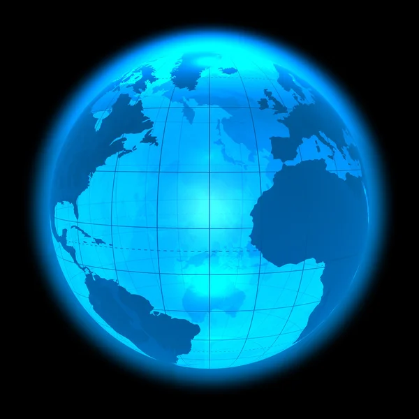 Blue glowing Earth — Stock Photo, Image