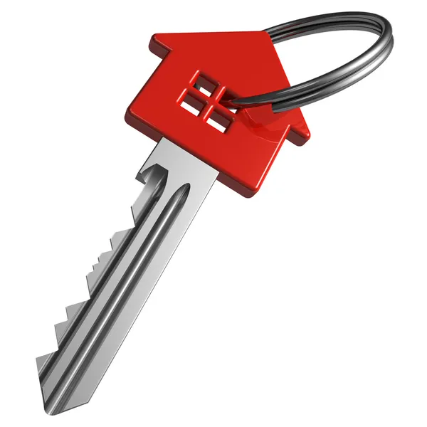 Red house-shape key — Stock Photo, Image