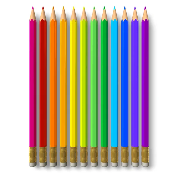 Row of rainbow pencils — Stok fotoğraf