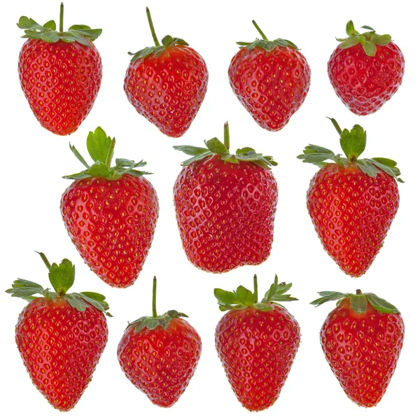 Verzameling van geïsoleerde aardbeien — Stockfoto