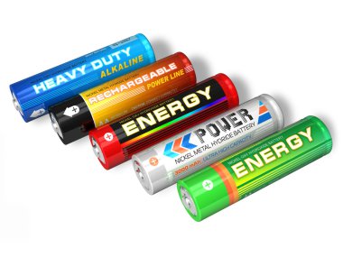 Set of different AA batteries clipart