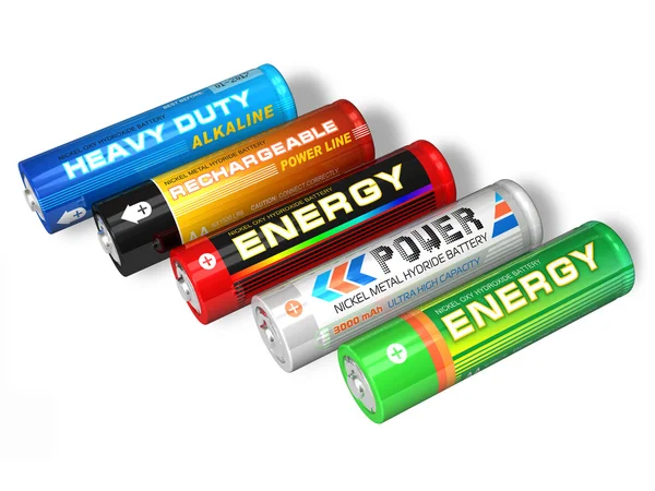 Aantal verschillende aa batterijen — Stockfoto