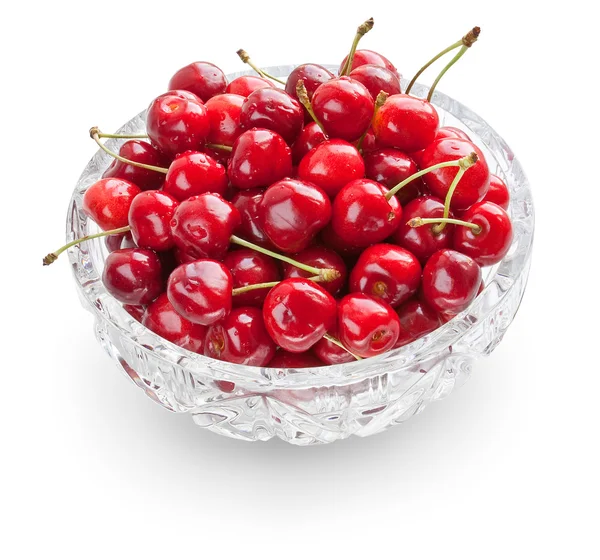 stock image Cherries in crystal bowl