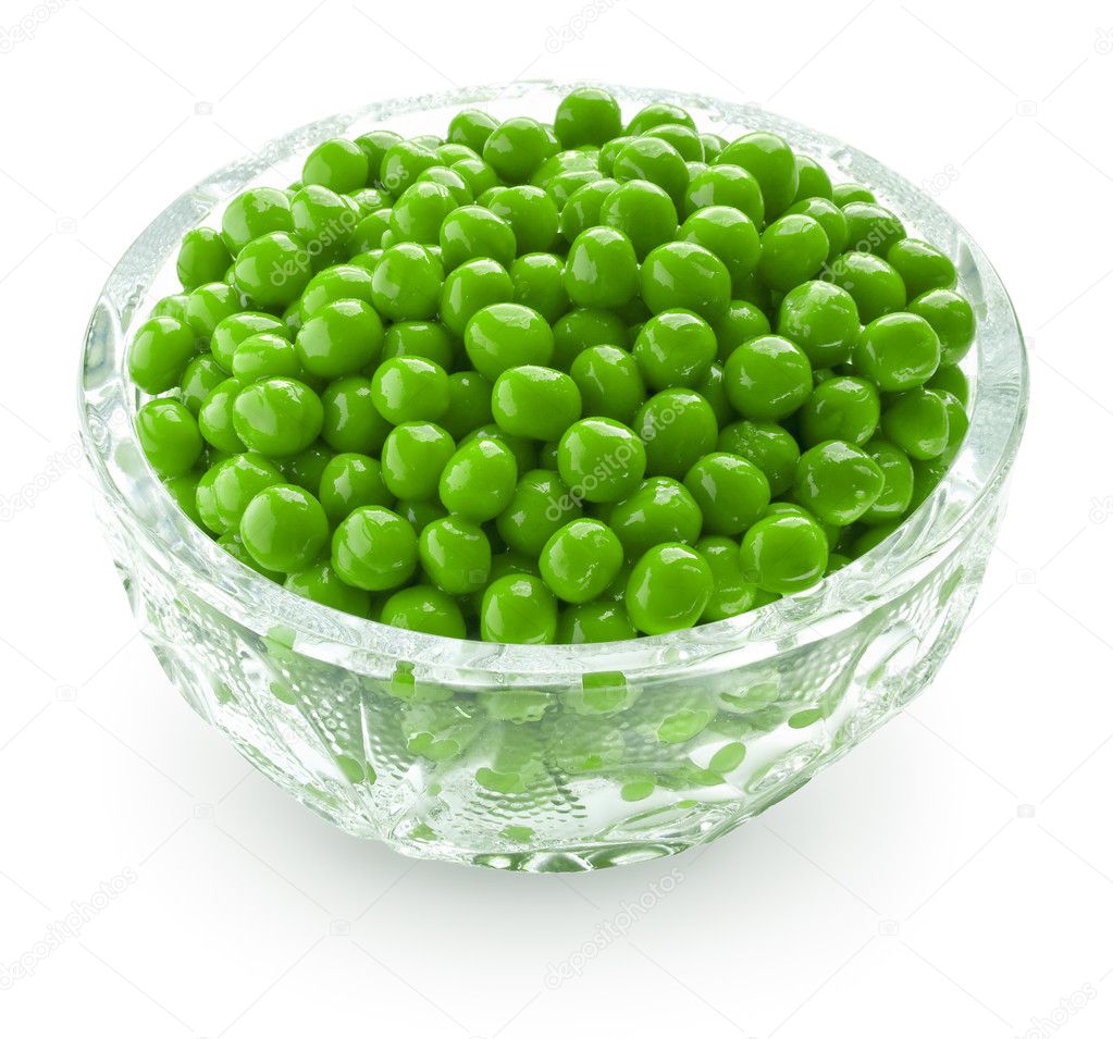 Preserved peas in crystal bowl