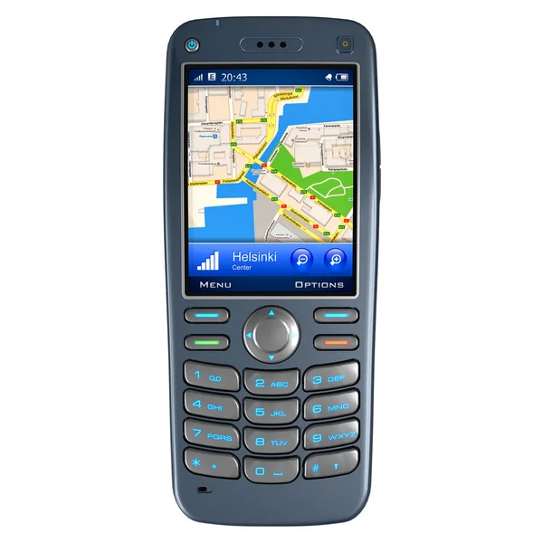 Handy mit GPS-Navigation — Stockfoto