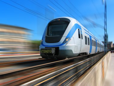 High-speed train with motion blur clipart