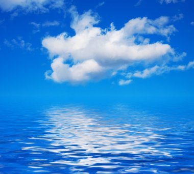 Blue sky with clouds on the water clipart