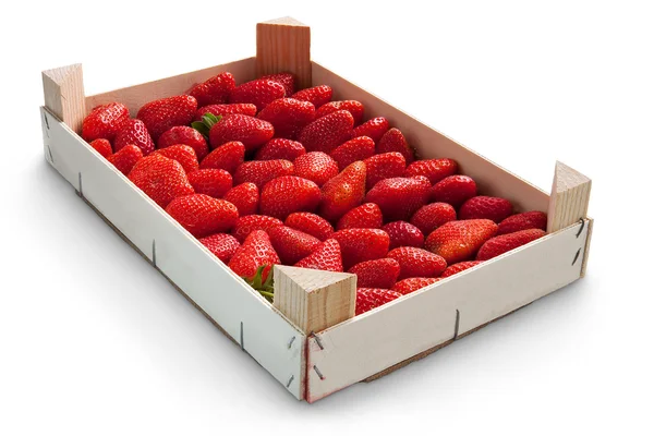 Aardbeien in vak — Stockfoto