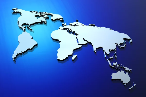 Blue extruded world map — Stock Photo, Image