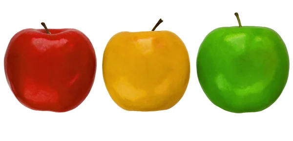 Dreifarbige Äpfel — Stockfoto