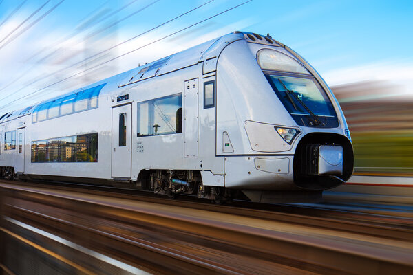 Modern high speed train with motion blur