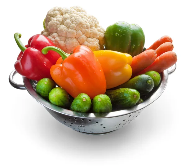 Vegetables in metal pan — Stock Photo, Image