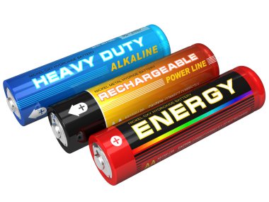 Set of three AA batteries clipart