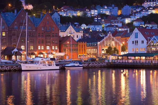 Пейзаж Бриггена в Бергене, Норвегия — стоковое фото