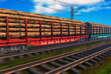 Freight train with lumber clipart