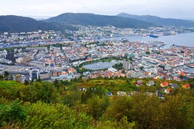 Wide panorama of Bergen, Norway clipart