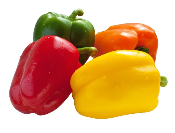 Four color sweet peppers — Stock Photo, Image