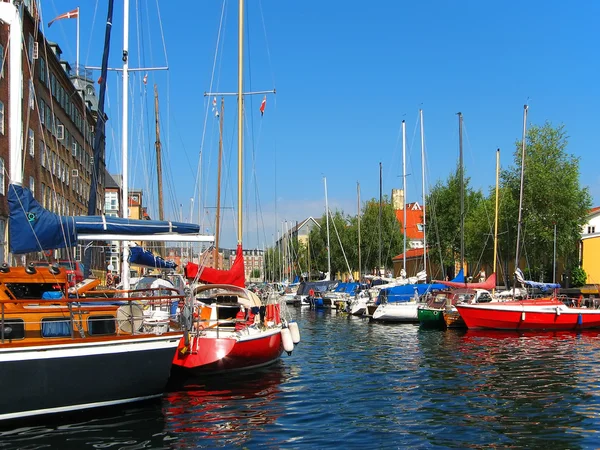 Jachty w Kopenhadze, dania — Zdjęcie stockowe